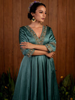 Blue V Neck Anarkali Set
