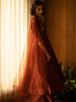 Brown Zardozi Anarkali Set