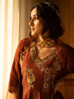 Brown Zardozi Anarkali Set