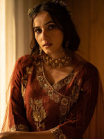 Brown Zardozi Anarkali Set
