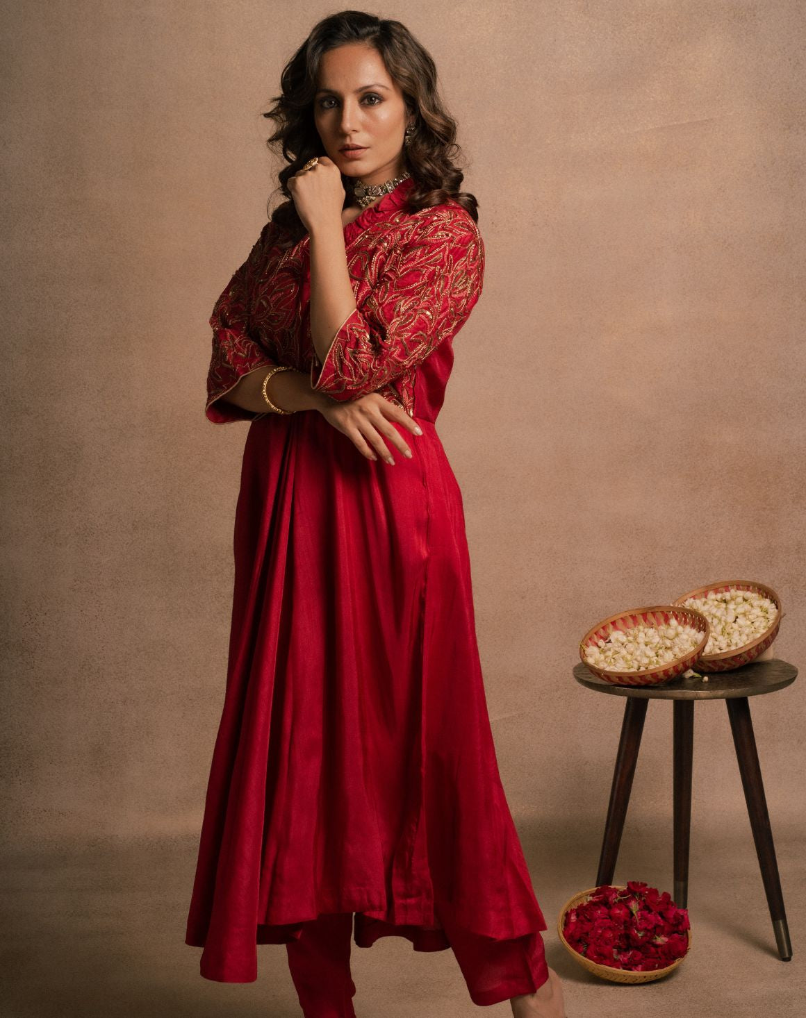 Cherry Frill Red Kurta Set