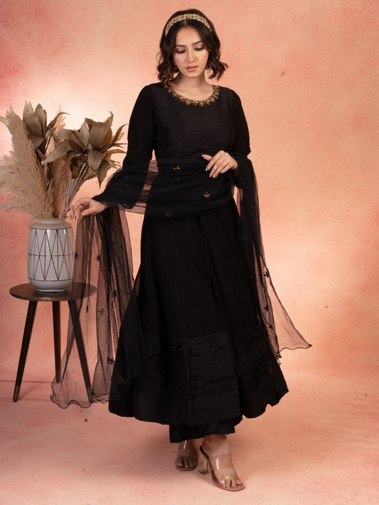 Classic Black Anarkali Set