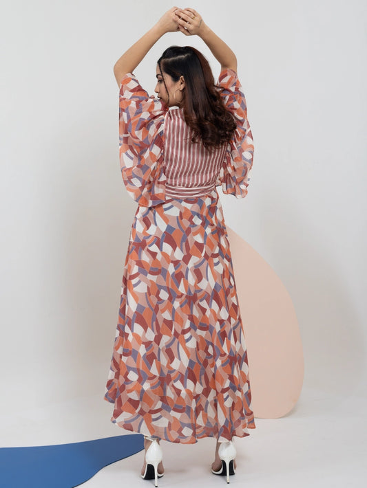 Crimson Prism Maxi Dress