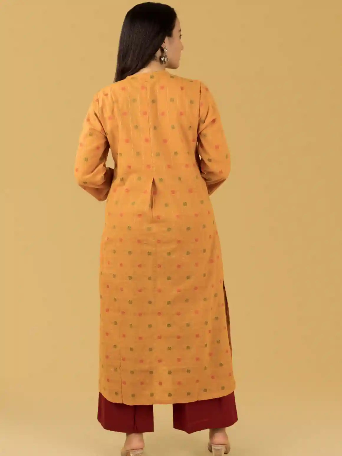 Dark Beige Emb Kurta Set