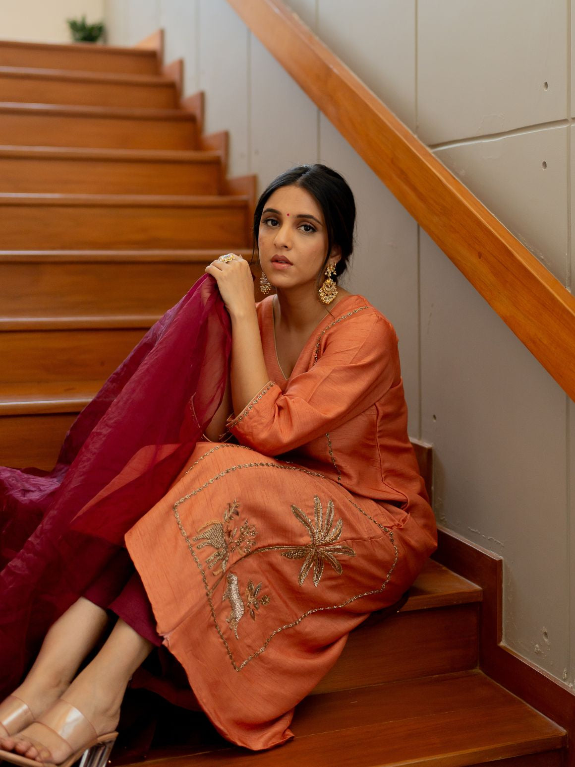 Dreamy Peach Embroidered Kurta Set
