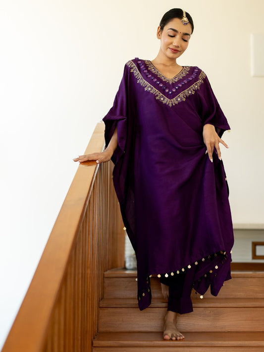 Eggplant Elegance Kaftan set