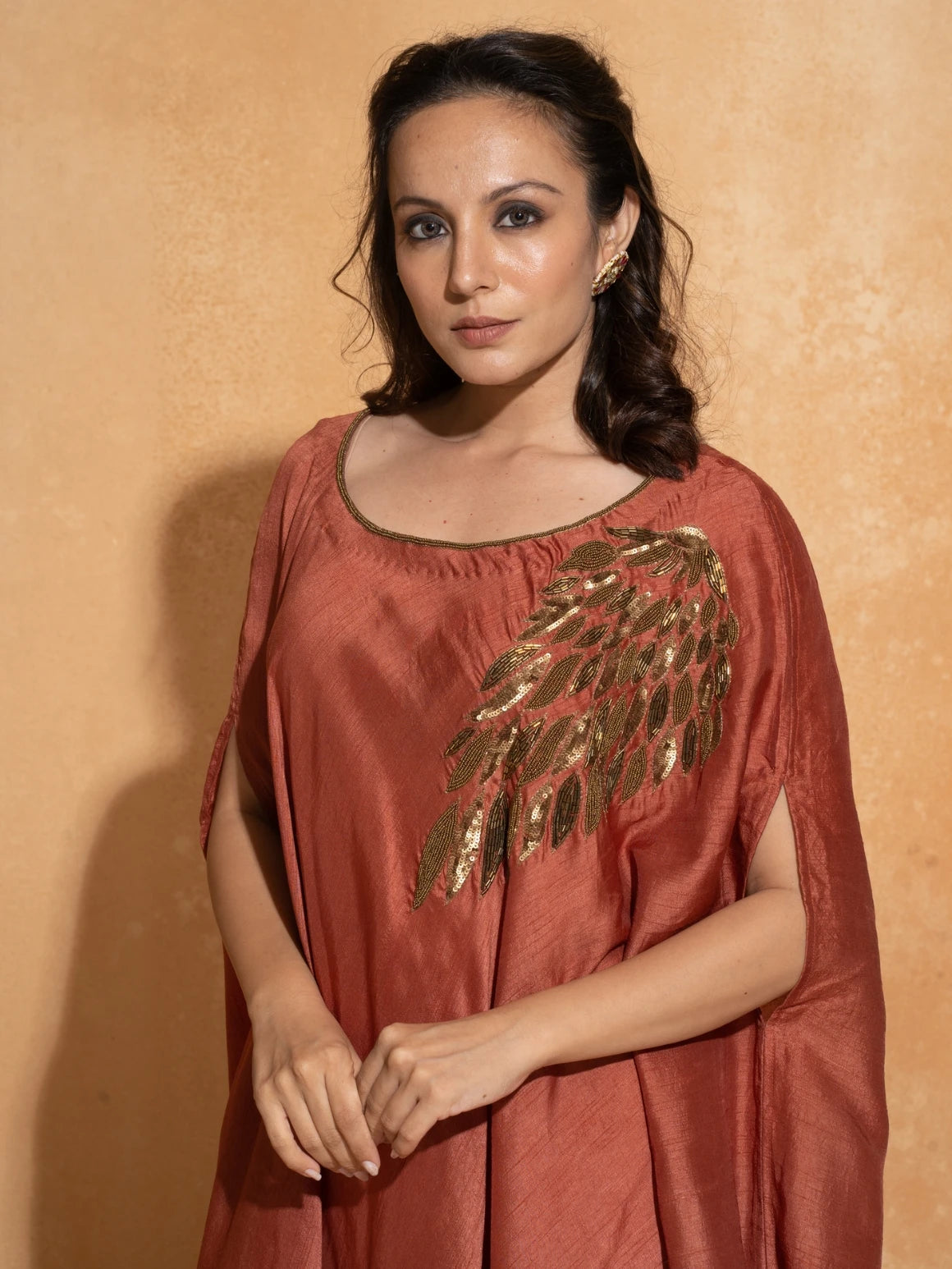 Falling Leaf Peach Kaftan