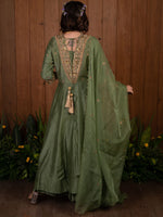 Green Embroidery Anarkali Set