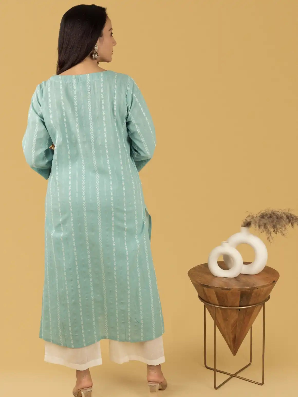 Green Turquoise Khadi Emb Set