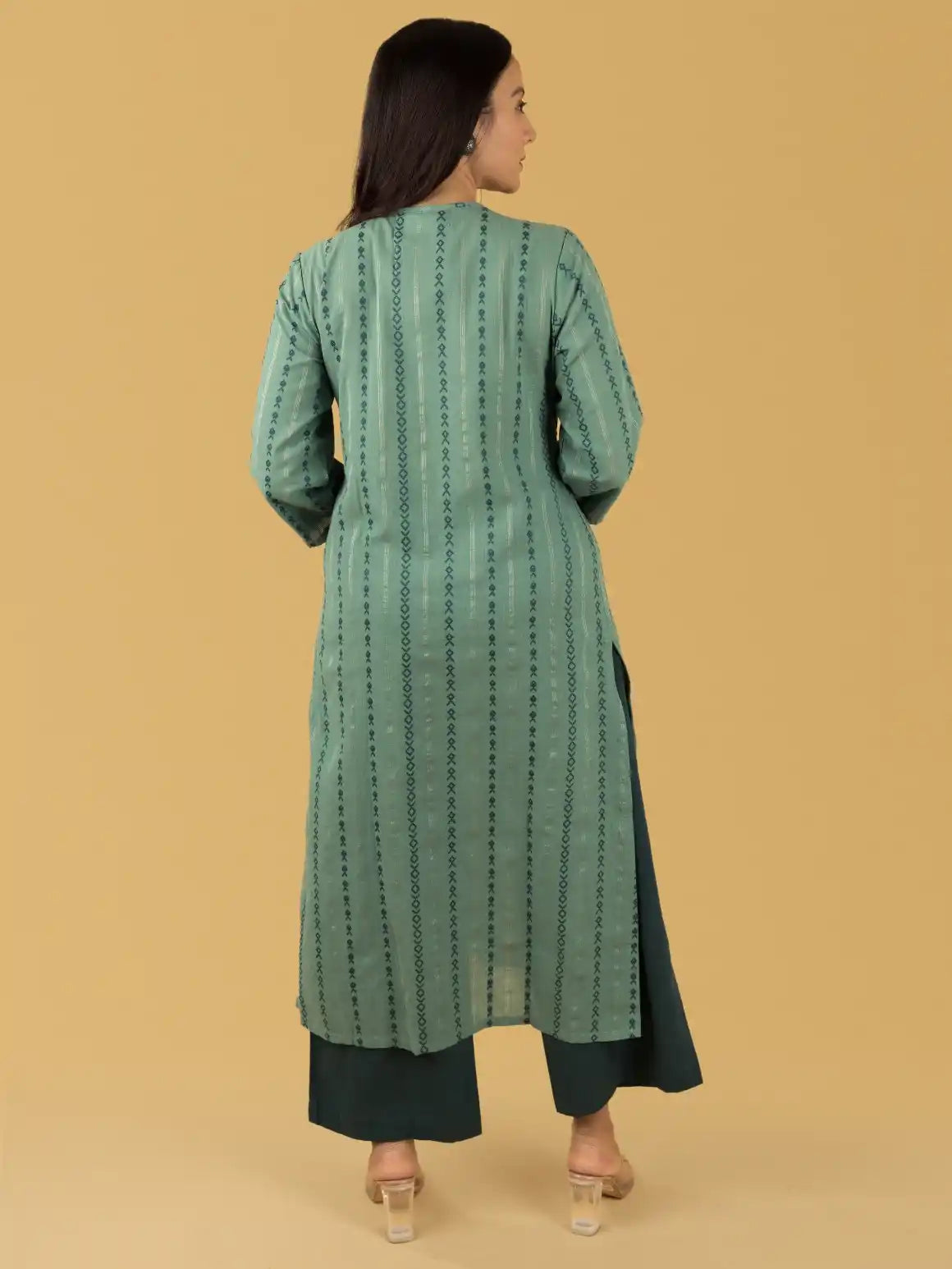 Jade Green Khadi Emb Set