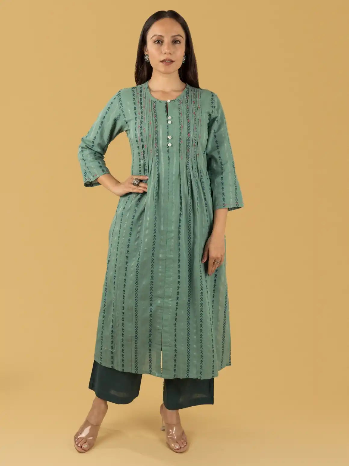 Jade Green Khadi Emb Set