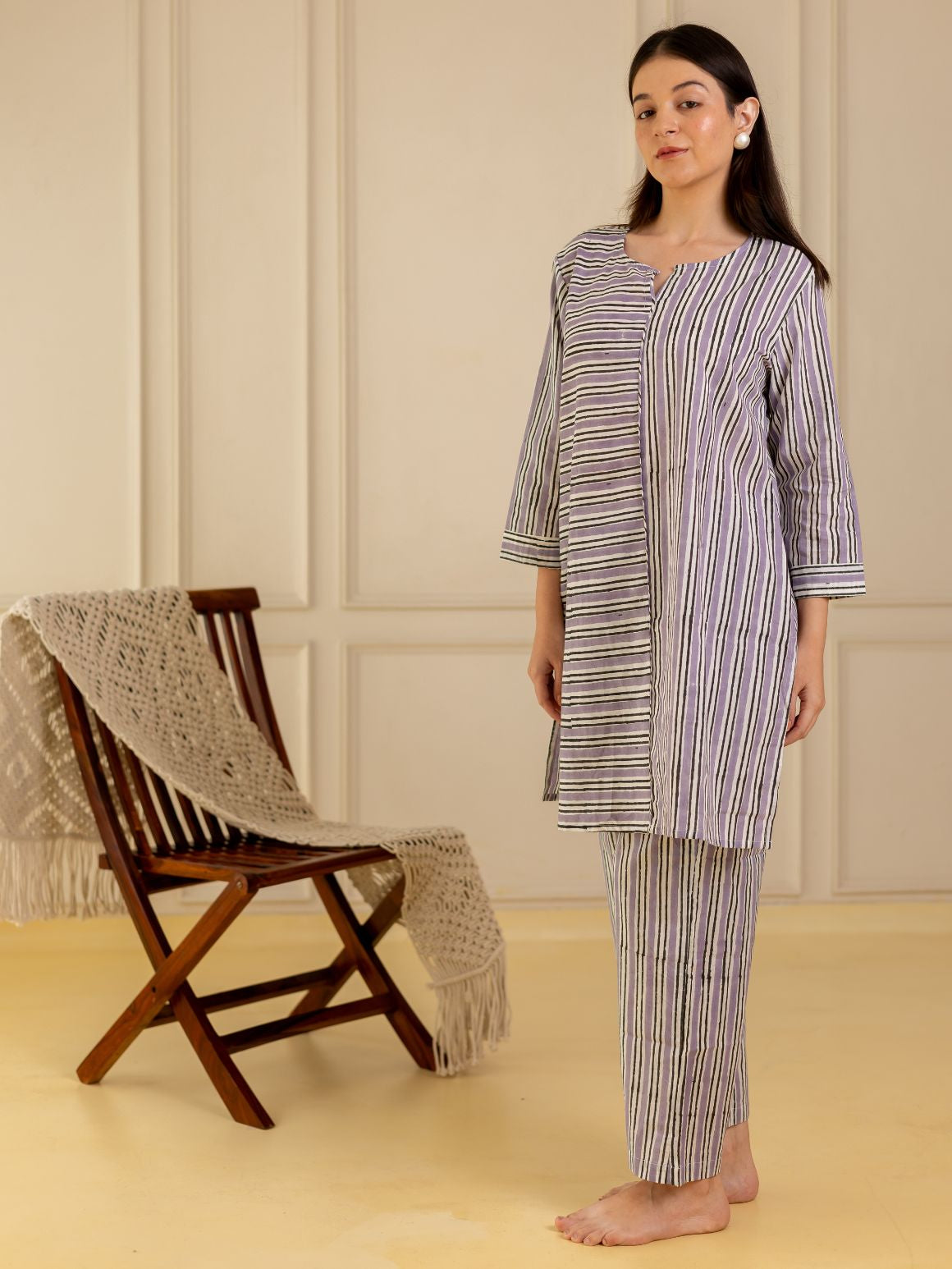 Purple Stripes Kurta Set