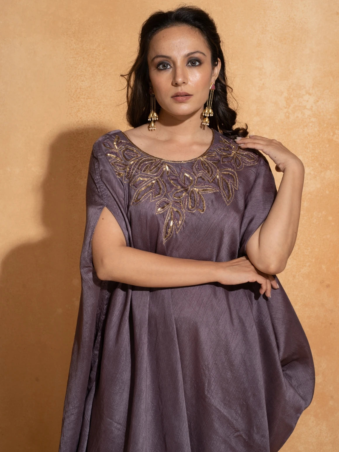 Lilac Cut Embroidery Kaftan