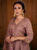 Lilac Thread Work Anarkali Set
