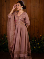 Lilac Thread Work Anarkali Set