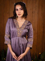 Lilac V-Neck Anarkali Set