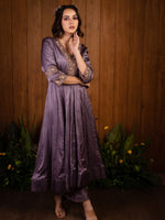 Lilac V-Neck Anarkali Set