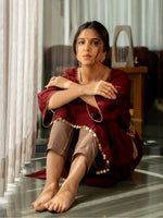 Maroon Serenity Side Pocket Kurta Set