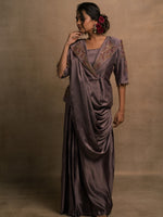 Meraki Mauve Blazer Drape Saree