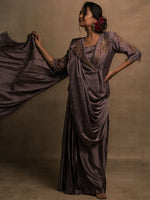 Meraki Mauve Blazer Drape Saree