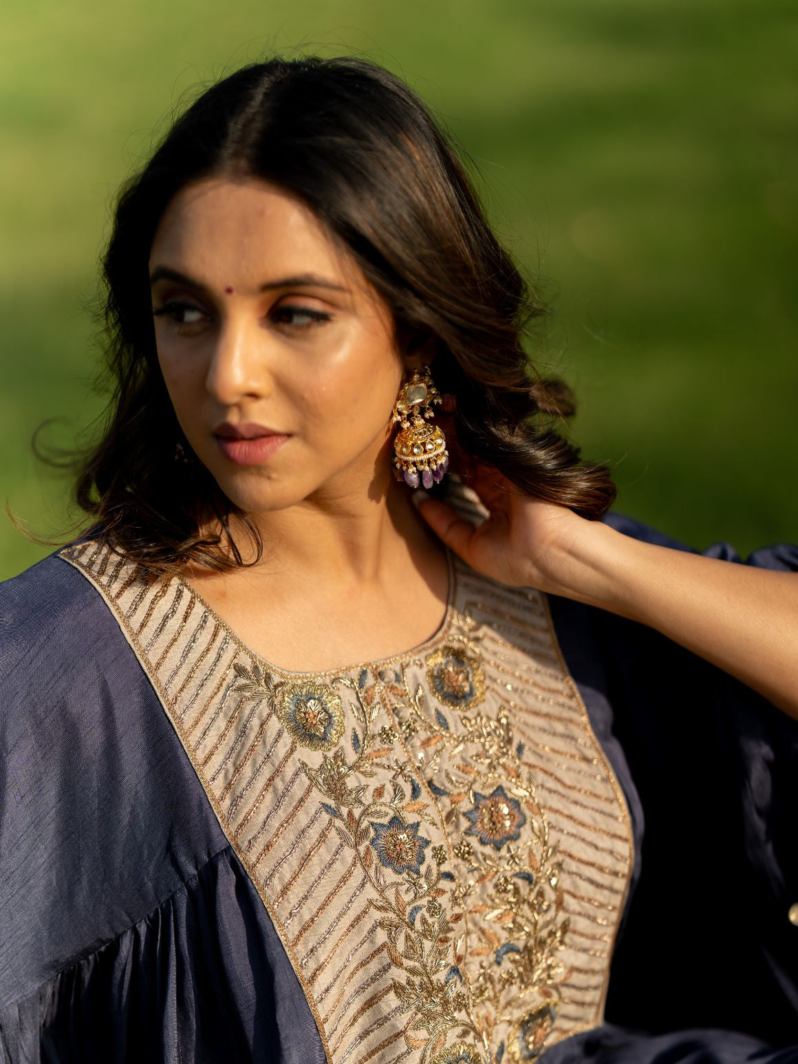 Midnight Metallic Kaftan set
