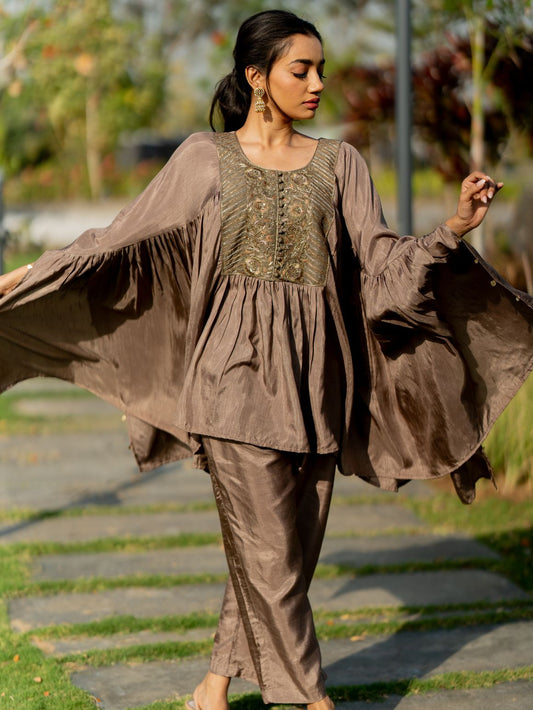 Mocha Metallic Kaftan set