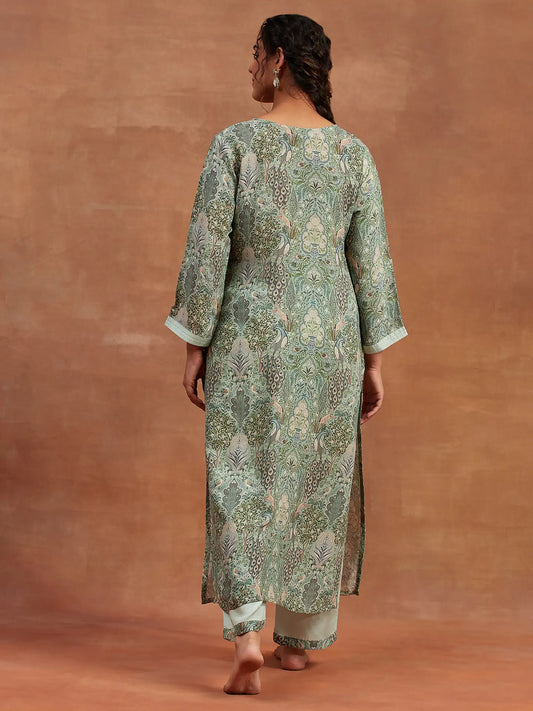 Cotton Crepe Kurta Set | Mor Baagh -The Garden Kurta Set