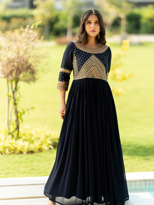 Navy Cosmic Party Wear Gown for Women