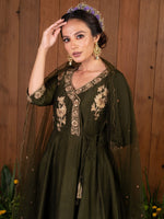 Olive Zardozi Anarkali Set