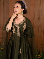 Olive Zardozi Anarkali Set