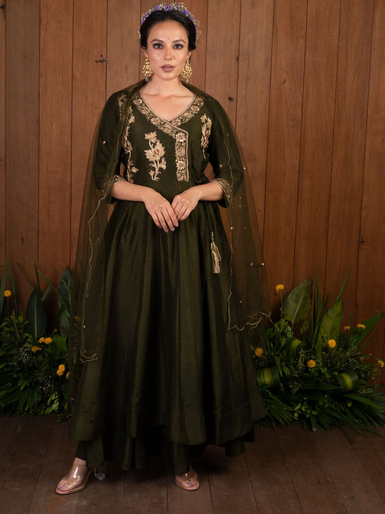 Olive Zardozi Anarkali Set