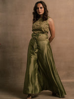 Olive Green Crop Top Set