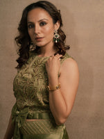 Olive Green Crop Top Set