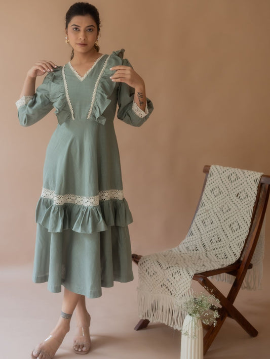 v neck palemint dress for women