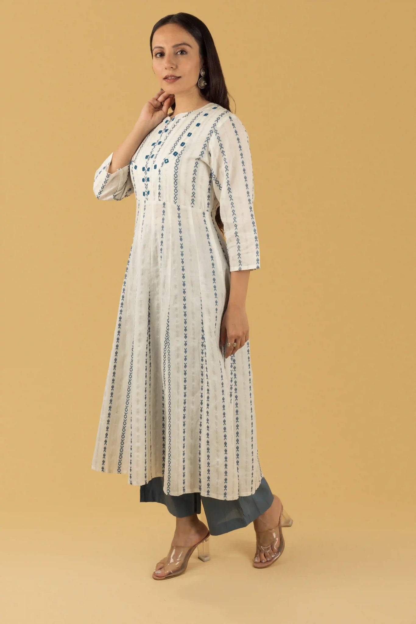 Pearl White Khadi Emb Set