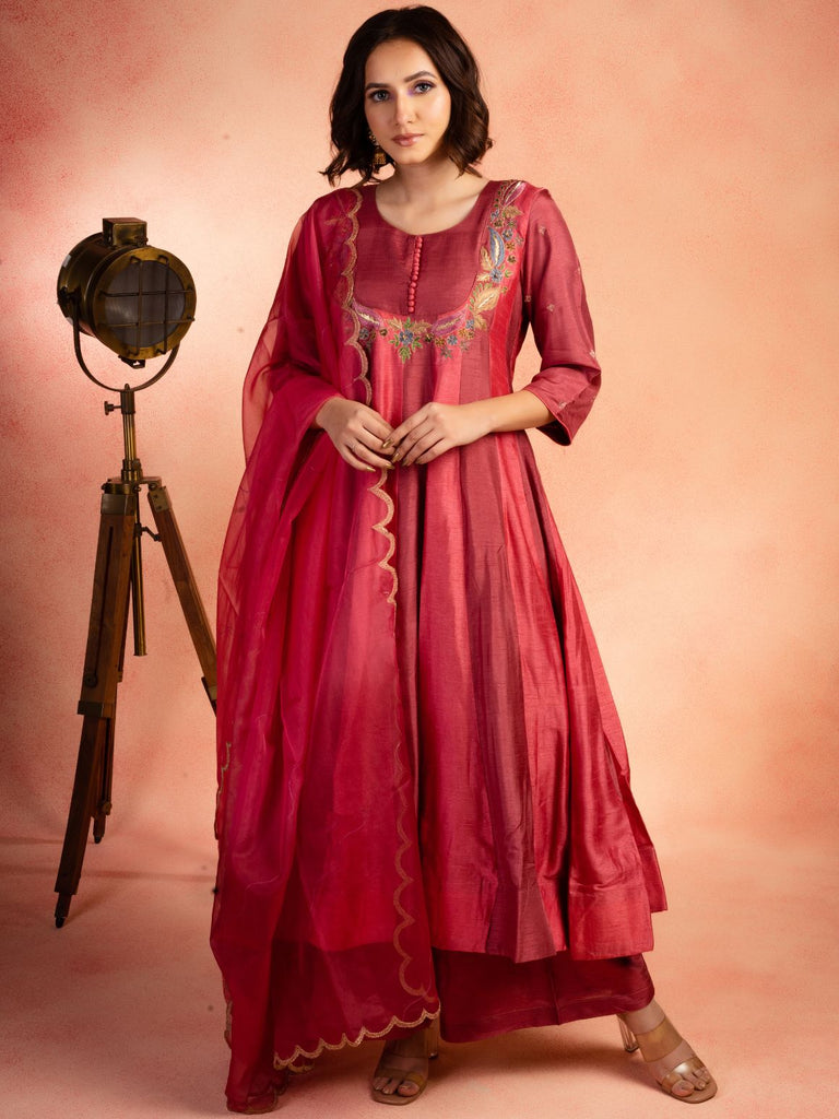 Pink Two Tone Anarkali Set