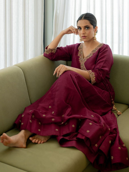 Plum Passion Angrakha Gown