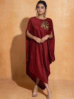 Red Side Embroidery Kaftan