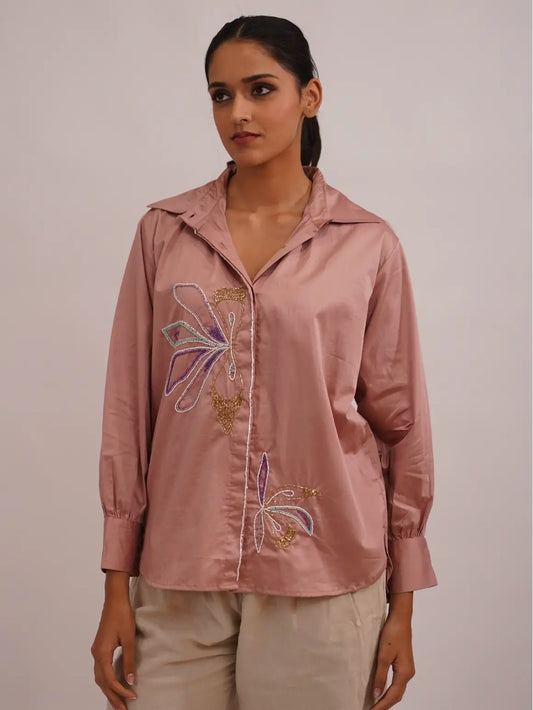 floral embroidery shirt for women