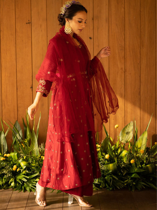 Royal Red Anarkali Set