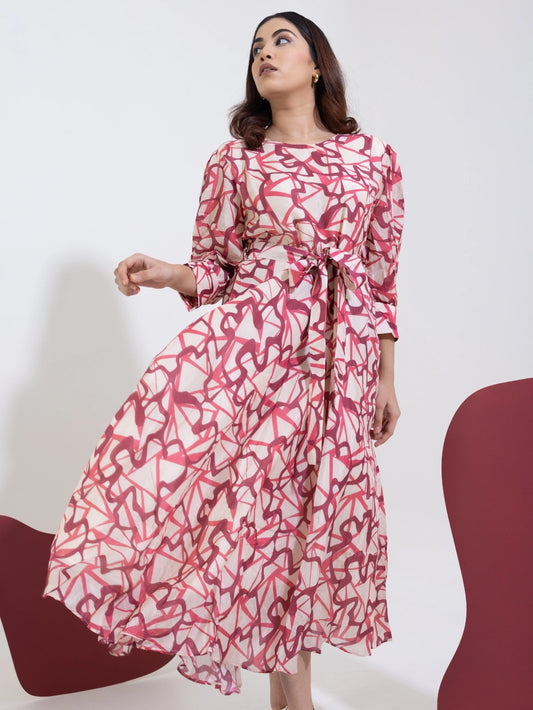 Ruby Maze Tie-Up Dress