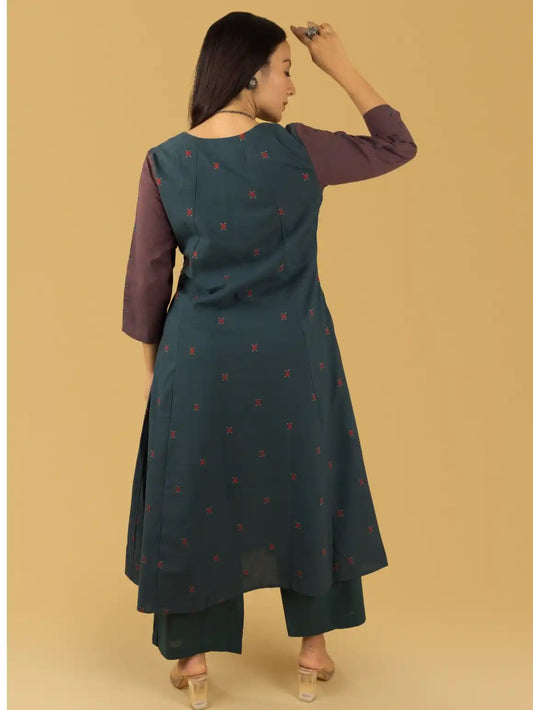 स्लेट ग्रे खादी एम्ब सेट