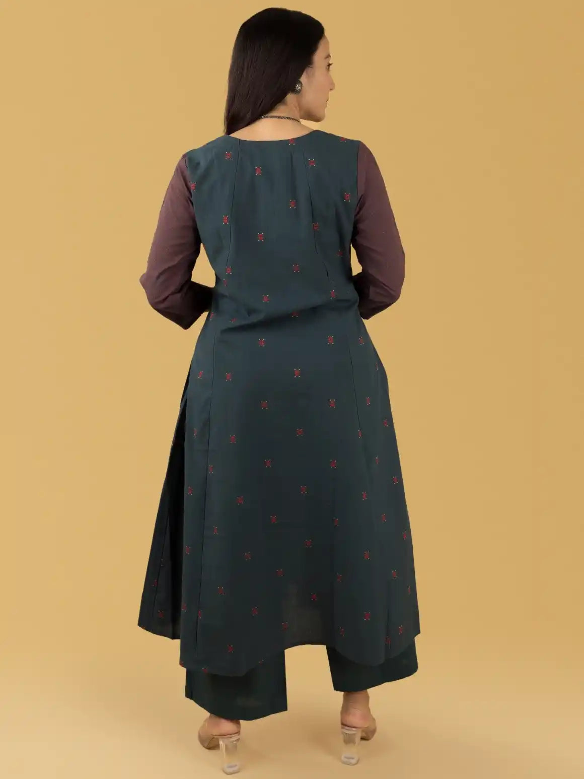 Slate Grey Khadi Emb Set
