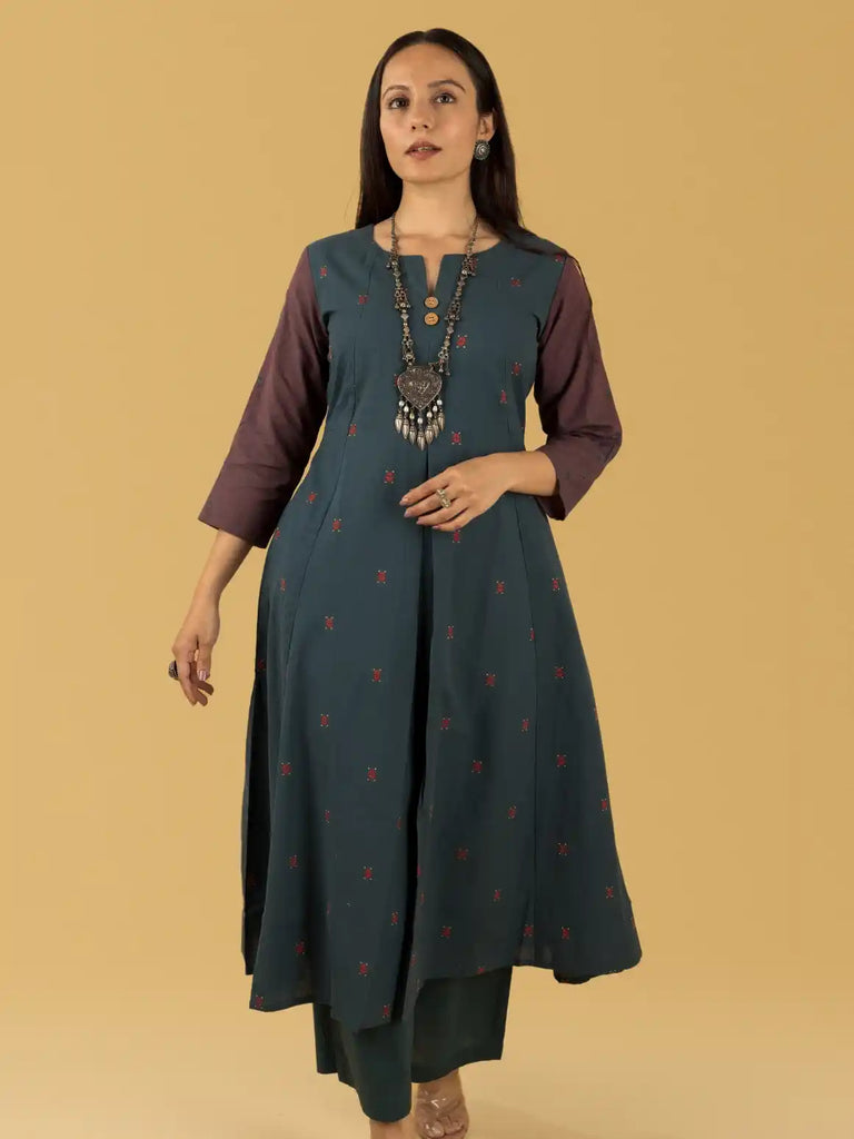 Slate Grey Khadi Emb Set