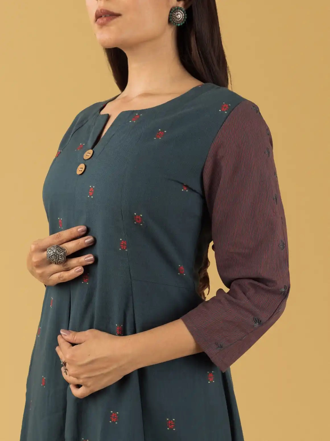 Slate Grey Khadi Emb Set