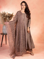 Steel Brown Anarkali Set