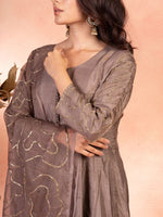 Steel Brown Anarkali Set
