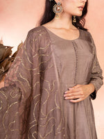 Steel Brown Anarkali Set