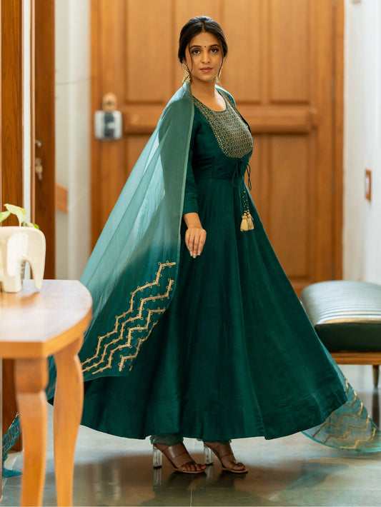 Teal Bliss Anarkali Set