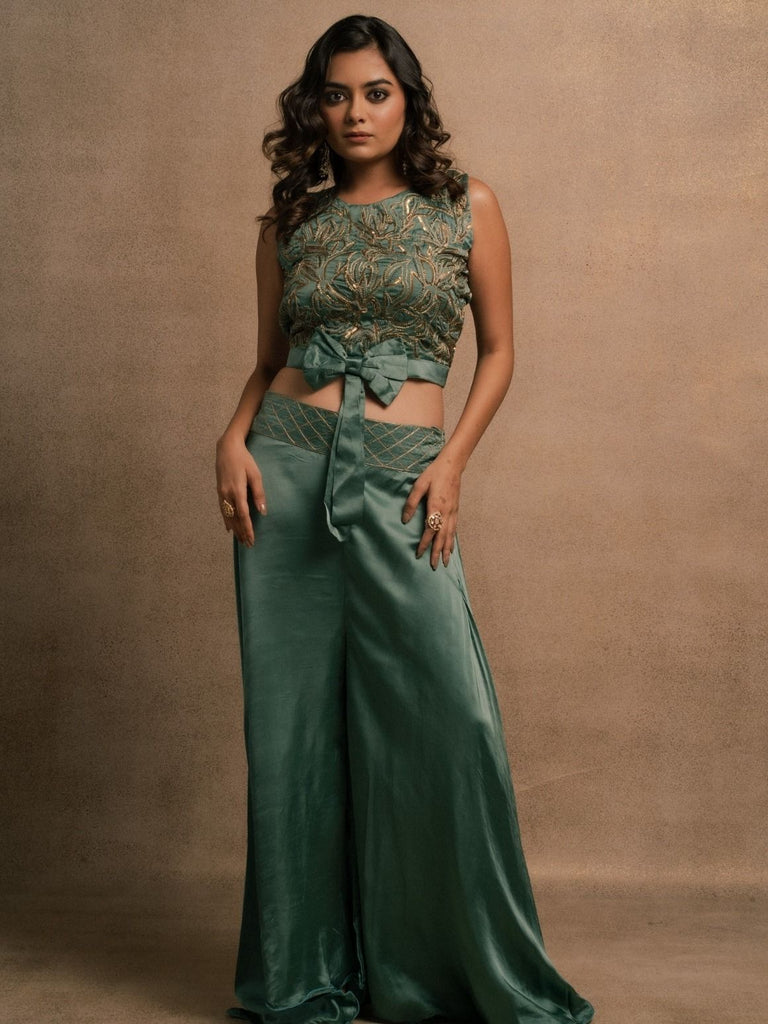 Turquiose Crop Top Set